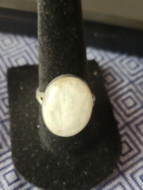 Sterling Silver Moonstone Oval Ring in White